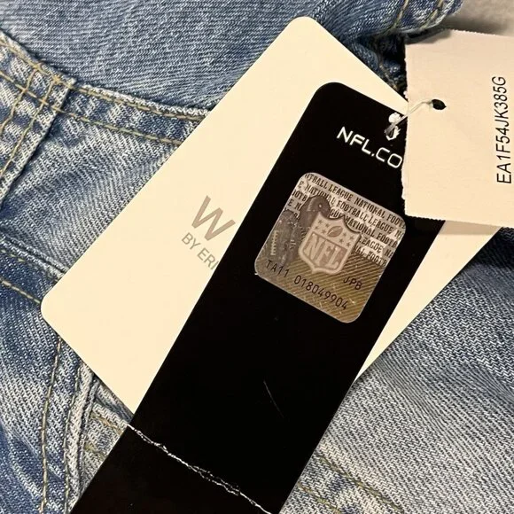 Erin Andrews Super Bowl LVIII Womens Denim Jacket Hoodie Cropped XL NWT - Picture 4 of 16